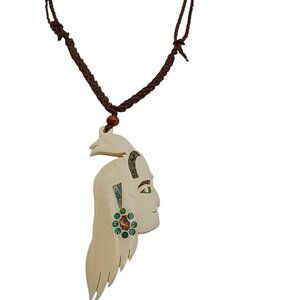 Hand-Carved Pendant Necklace, Handmade Macrame Jewelry